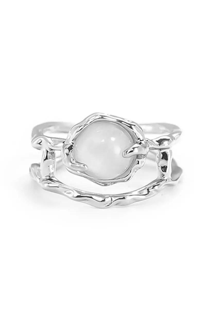 Moonstone &amp; Zirconia Nugget Ring – French Minimalist Jewelry 🌙💎 Leto Collection