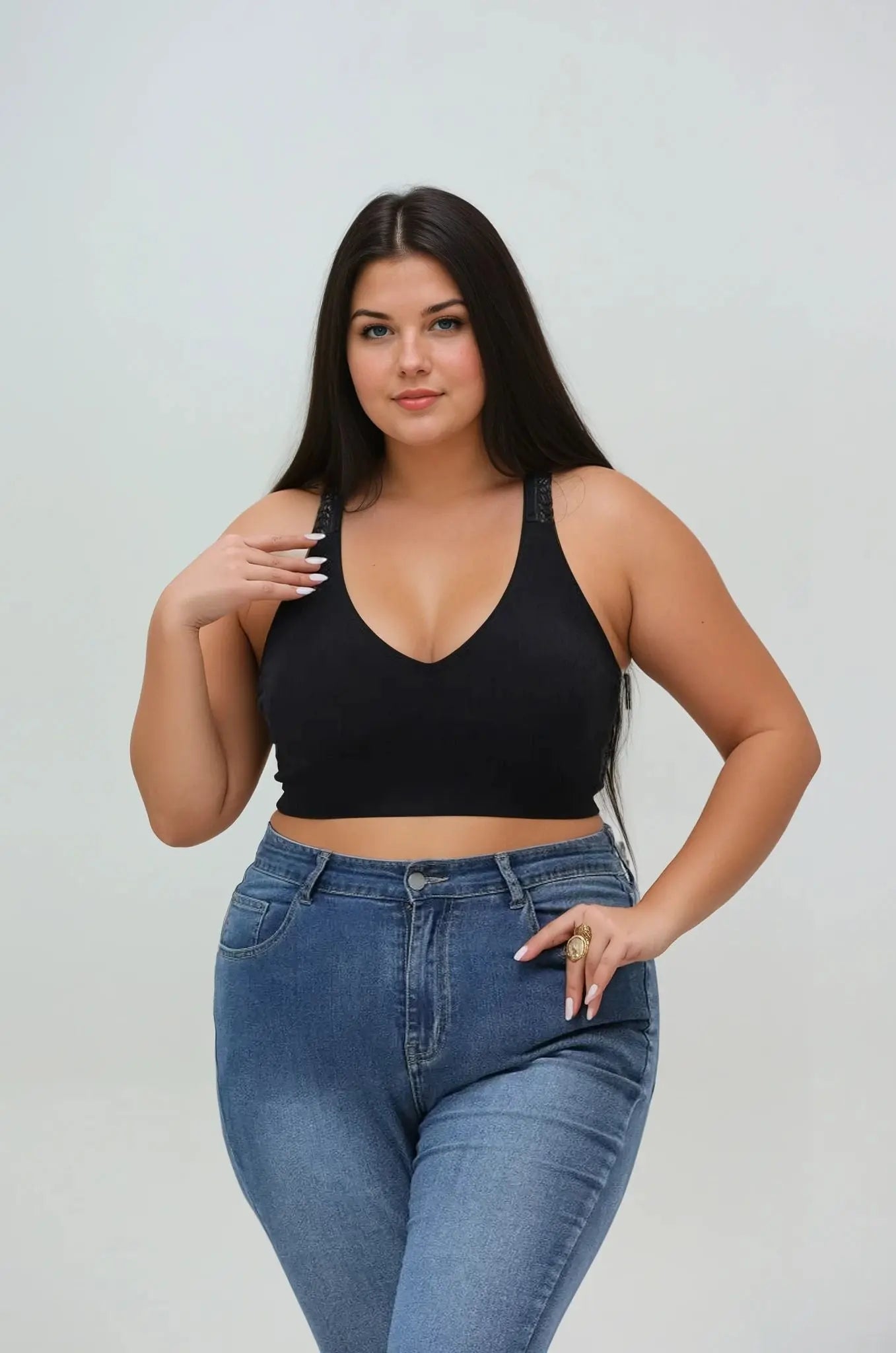 Plus Size Seamless Front Lace Racerback Bralette – Soft Stretch Fit Leto Collection