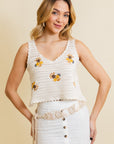 Serene Blooms Crochet Style Top