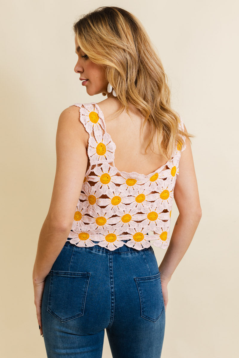 Spring Daisy Crochet Crop Top