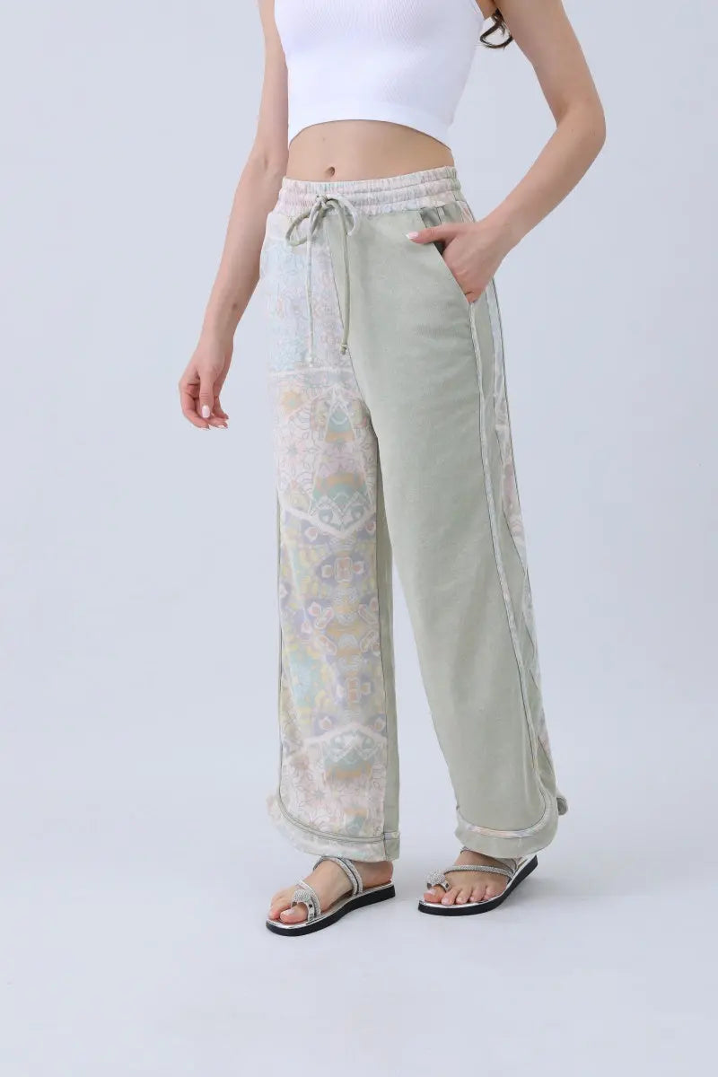 Boho Contrast Pants – Mismatched Legs &amp; Tie-Waist for Lounging Leto Collection