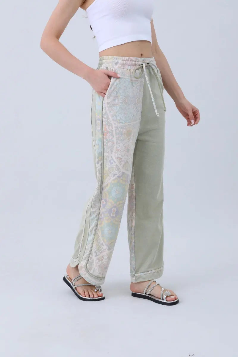 Boho Contrast Pants – Mismatched Legs &amp; Tie-Waist for Lounging Leto Collection