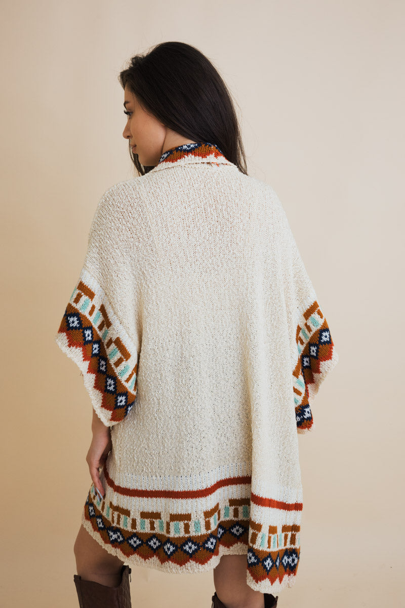 Kachina Style Tapestry Knit Ruana