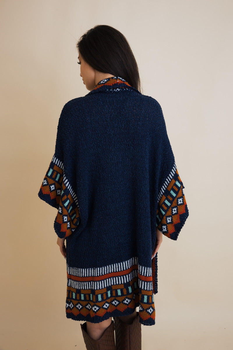 Kachina Style Tapestry Knit Ruana