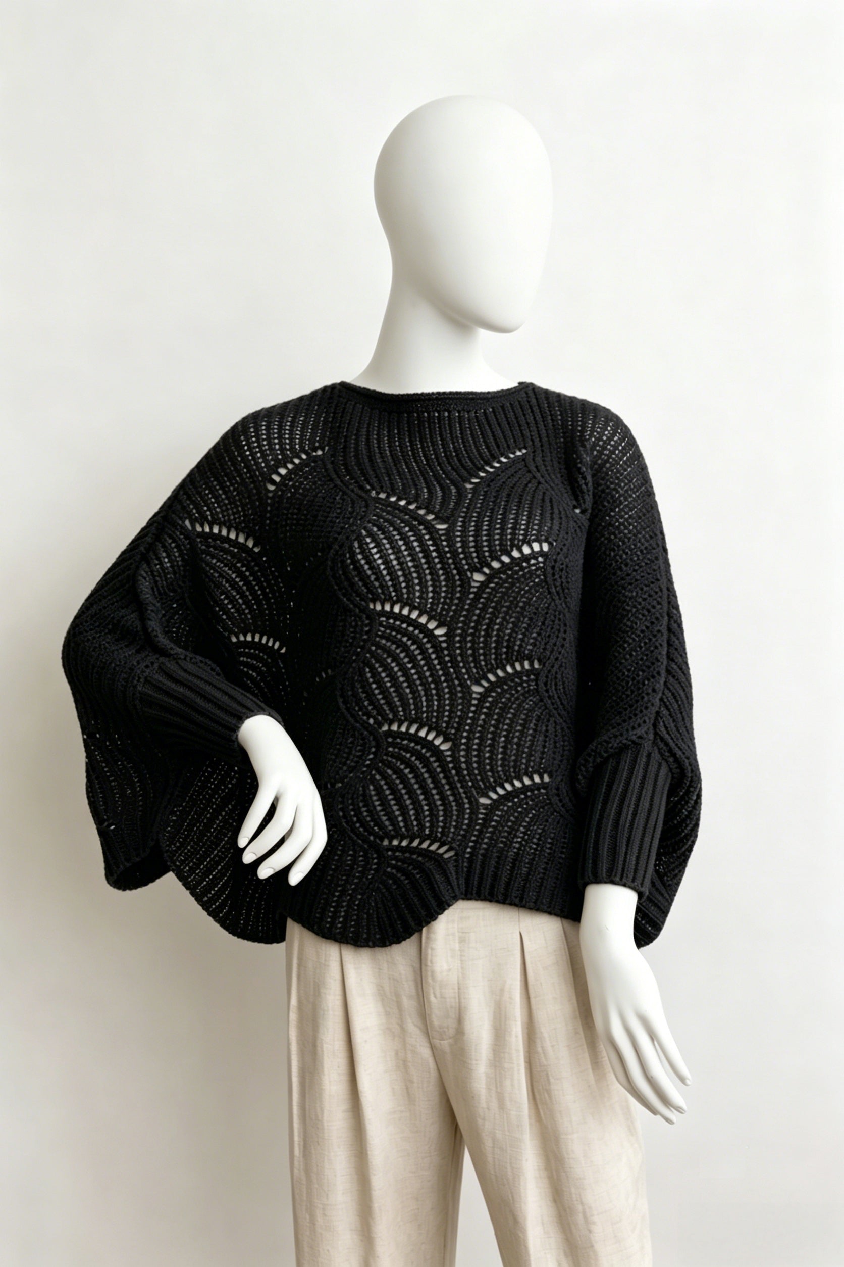 Texture Trend Sleeve-Knit Poncho Leto Collection