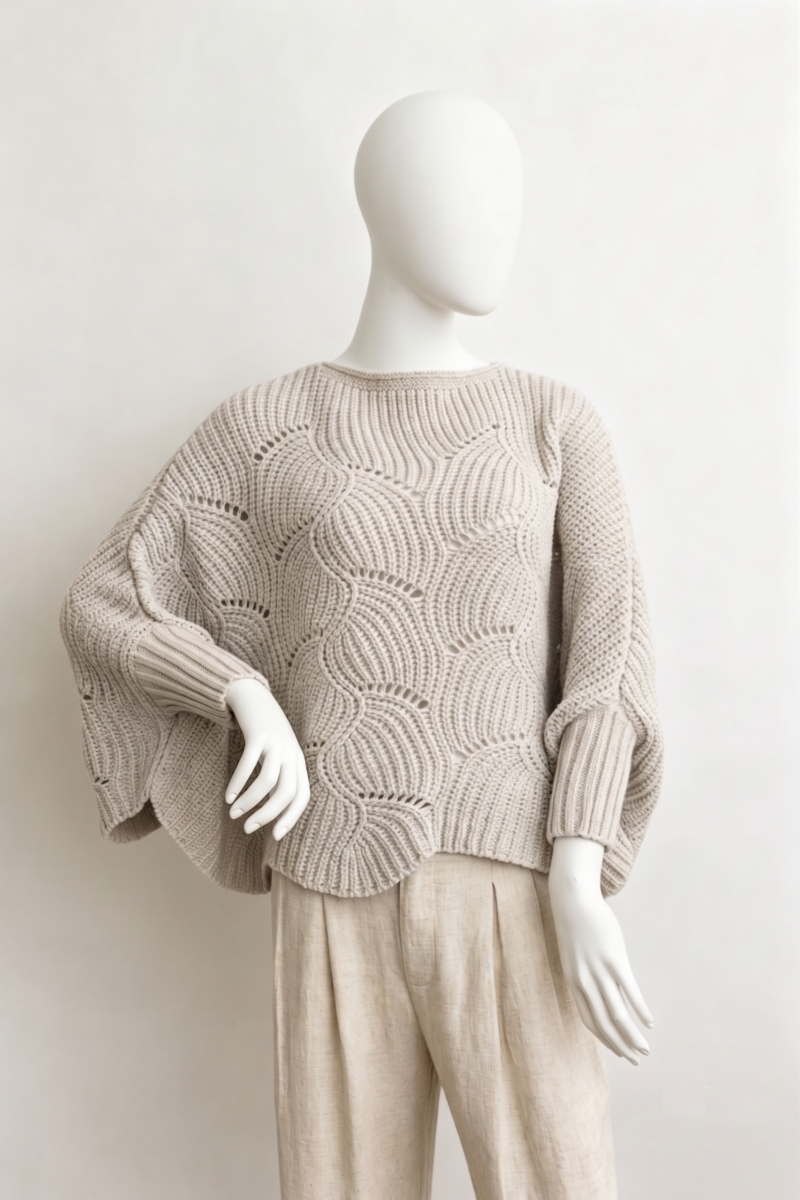 Texture Trend Sleeve-Knit Poncho