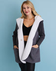 Gray Cozy Sherpa Hooded Cardigan