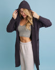 Cable Knit Hooded Cardigan with Large Buttons