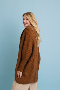 Chunky Cable Knit Oversized Poncho Cardigan