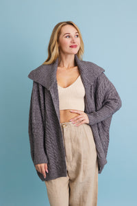 Chunky Cable Knit Oversized Poncho Cardigan