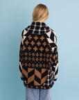 Sierra Spirit Geometric Street Style Knit Cardigan