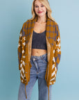 Sierra Spirit Geometric Street Style Knit Cardigan