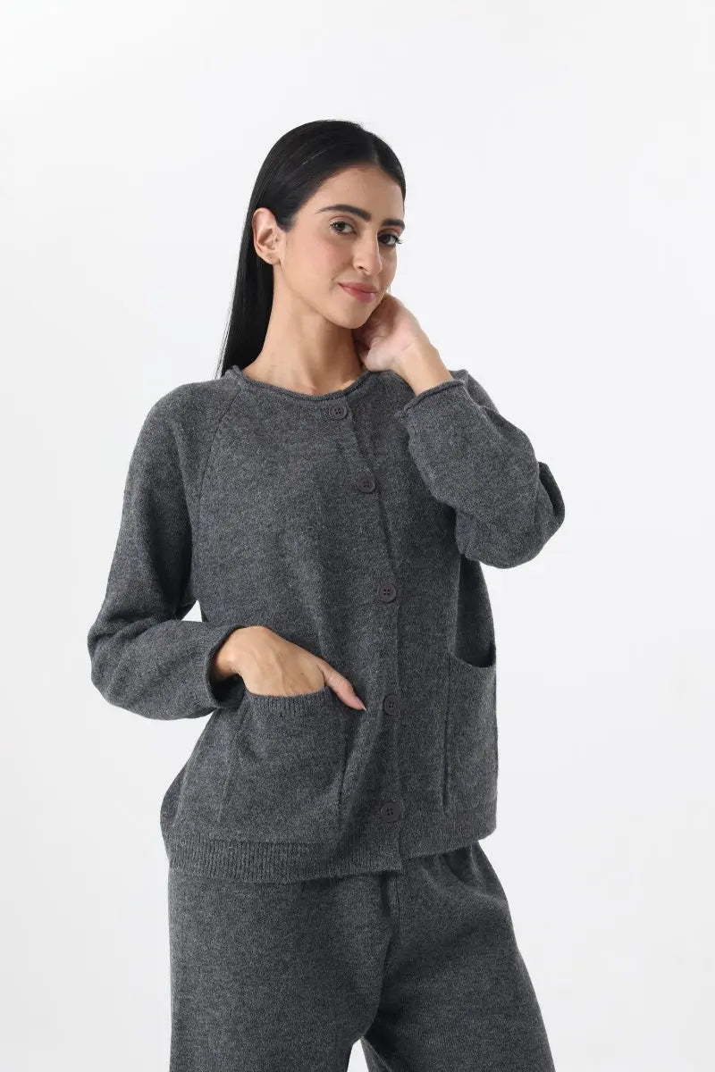 Women Knit Loungewear Set Cardigan Wide Leg Pants 🧶☁️ Leto Collection