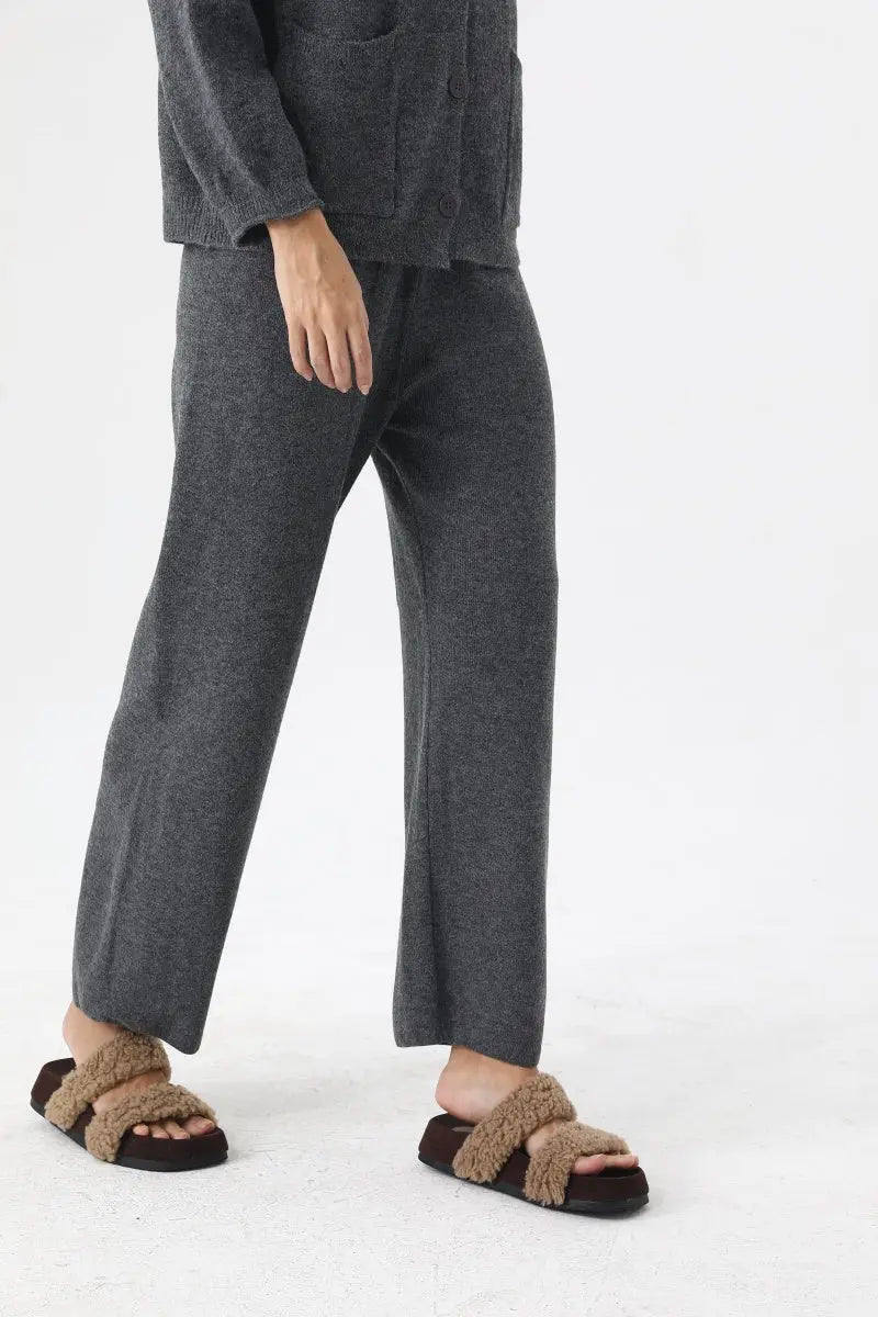 Women Knit Loungewear Set Cardigan Wide Leg Pants 🧶☁️ Leto Collection