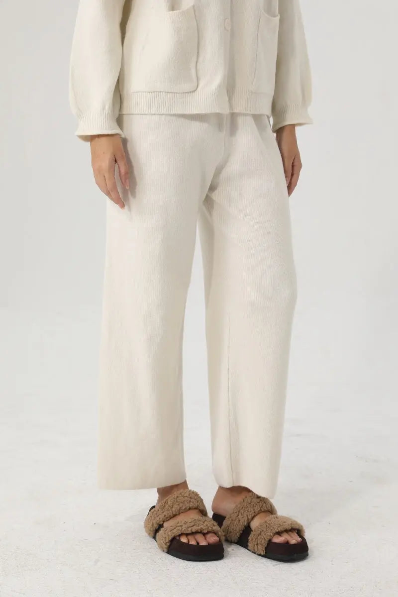 Women Knit Loungewear Set Cardigan Wide Leg Pants 🧶☁️ Leto Collection