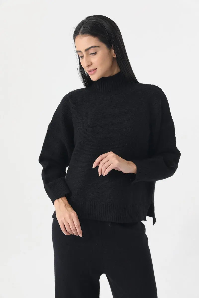 Women Turtleneck Knit Loungewear Set Sweater Wide Leg Pants 🧶☁️ Leto Collection
