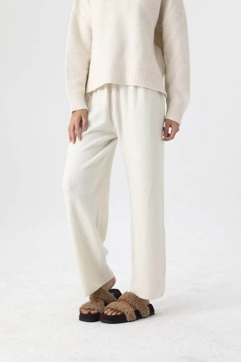 Women Turtleneck Knit Loungewear Set Sweater Wide Leg Pants 🧶☁️ Leto Collection