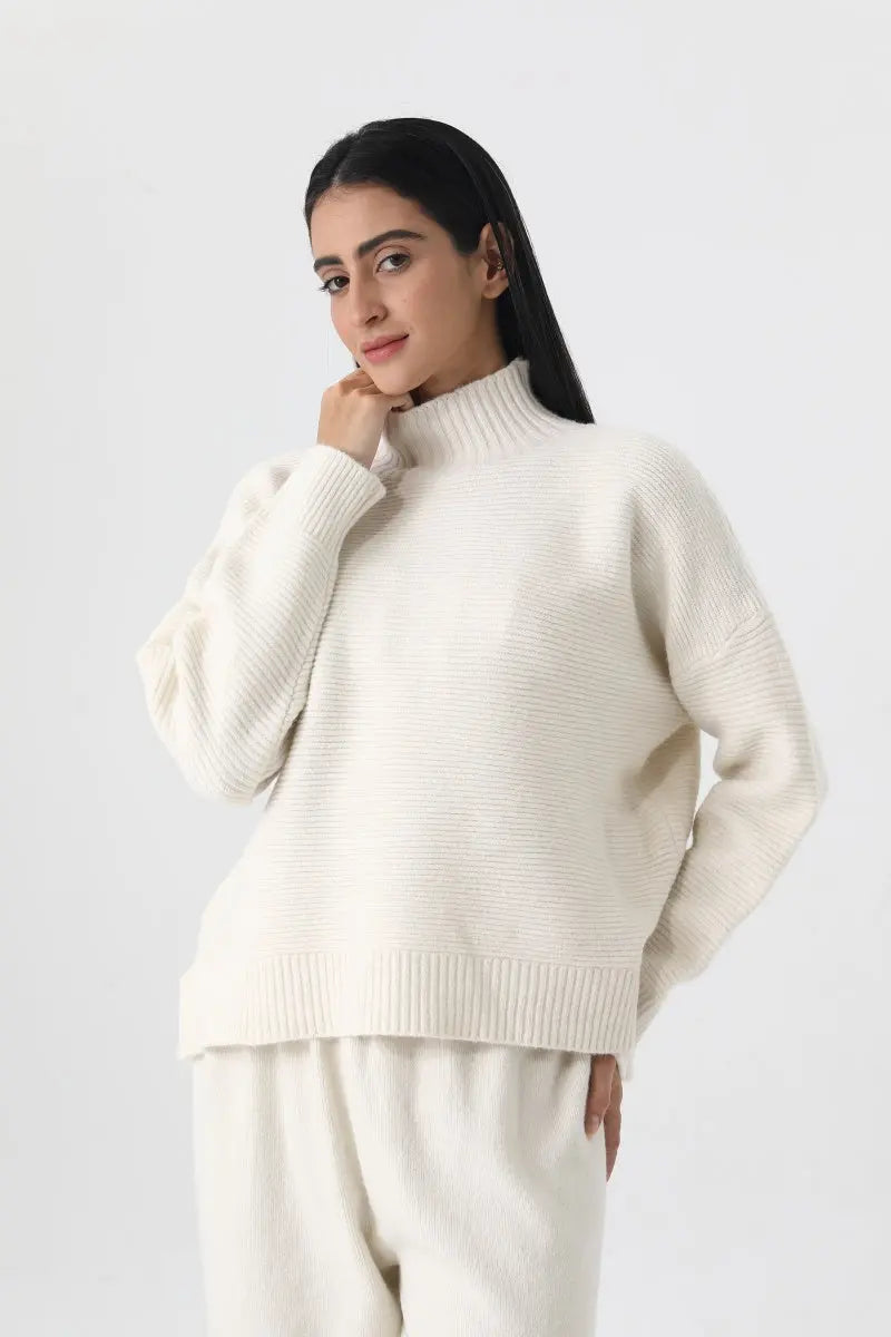 Women Turtleneck Knit Loungewear Set Sweater Wide Leg Pants 🧶☁️ Leto Collection