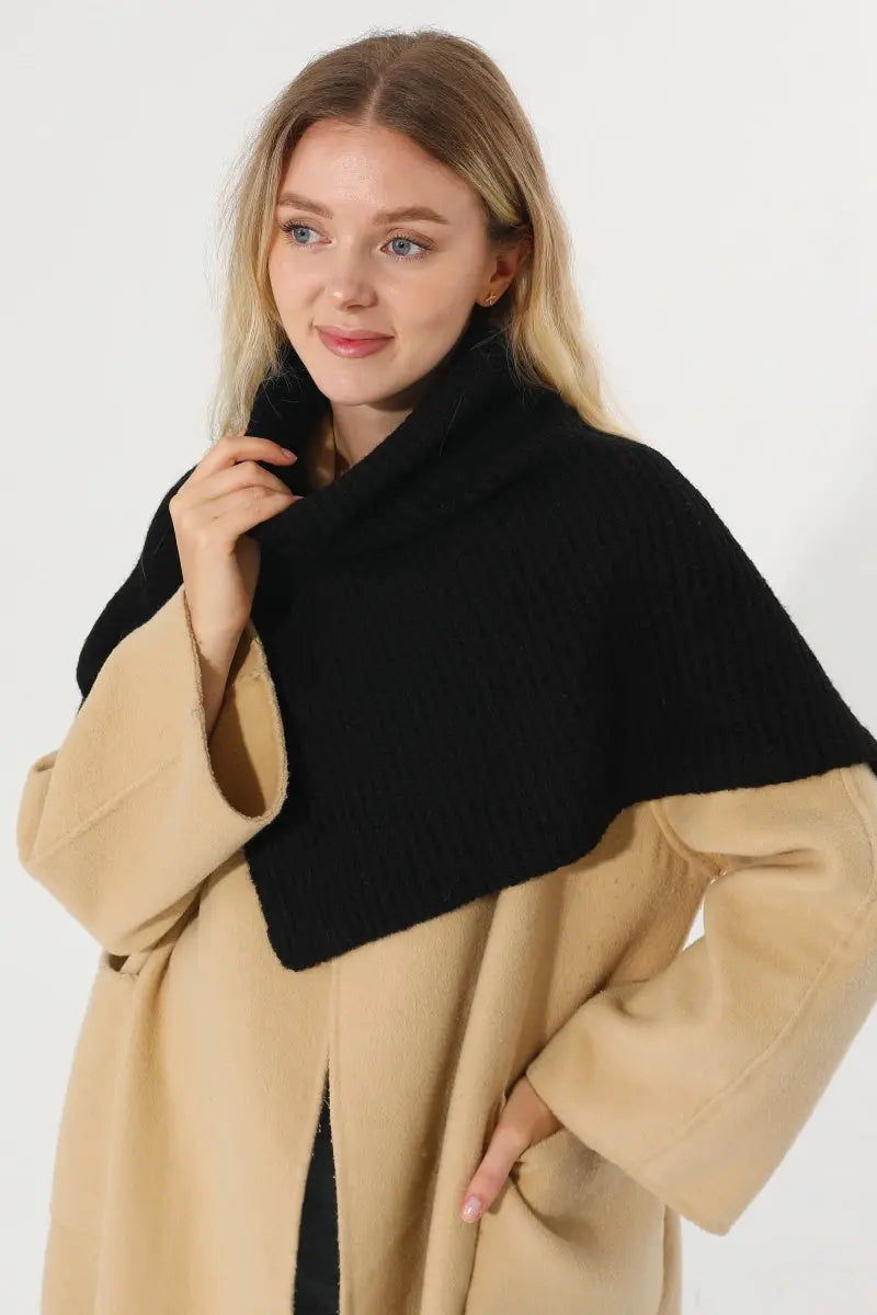 Ribbed Knit Multi‑Use Turtleneck Neck Warmer Shoulder Wrap Leto Collection