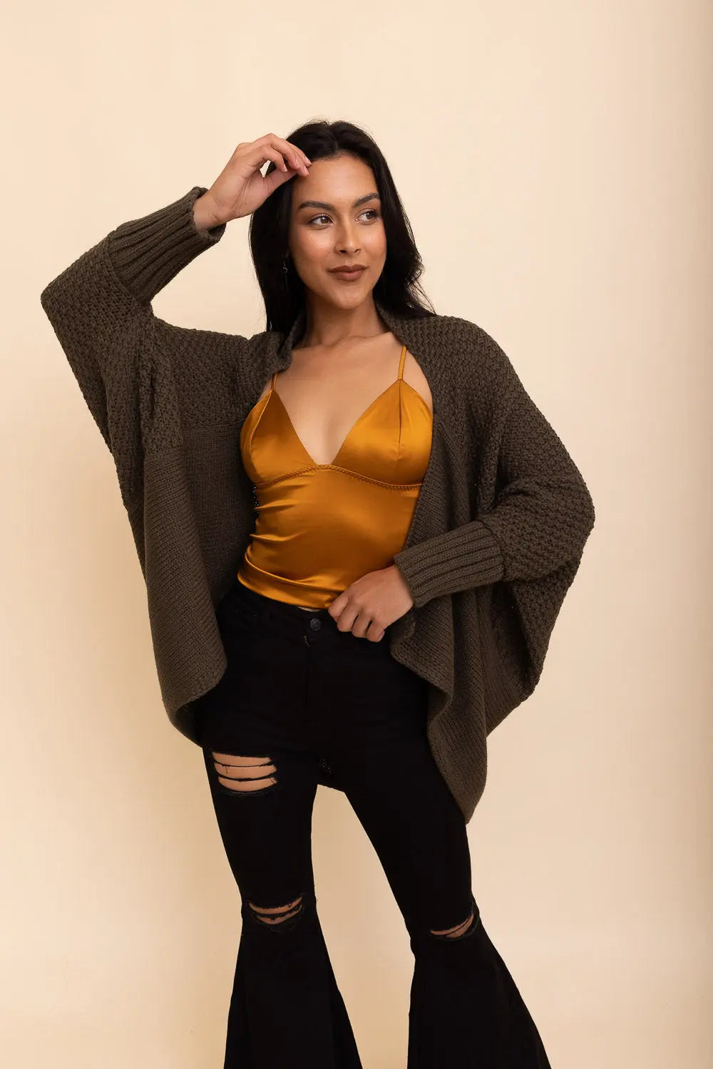 Cuddly Bat Sleeve Knit Cardigan Leto Collection