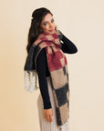 Multi Colored Checkered Scarf w/ Tassels