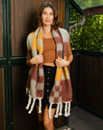 Multi Colored Checkered Scarf w/ Tassels