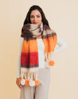 Pop Stripe Pom Tassel Cozy Scarf