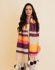 Pop Stripe Pom Tassel Cozy Scarf