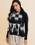 Fall & Winter Chunky Plaid Oversized Scarf with Fringe