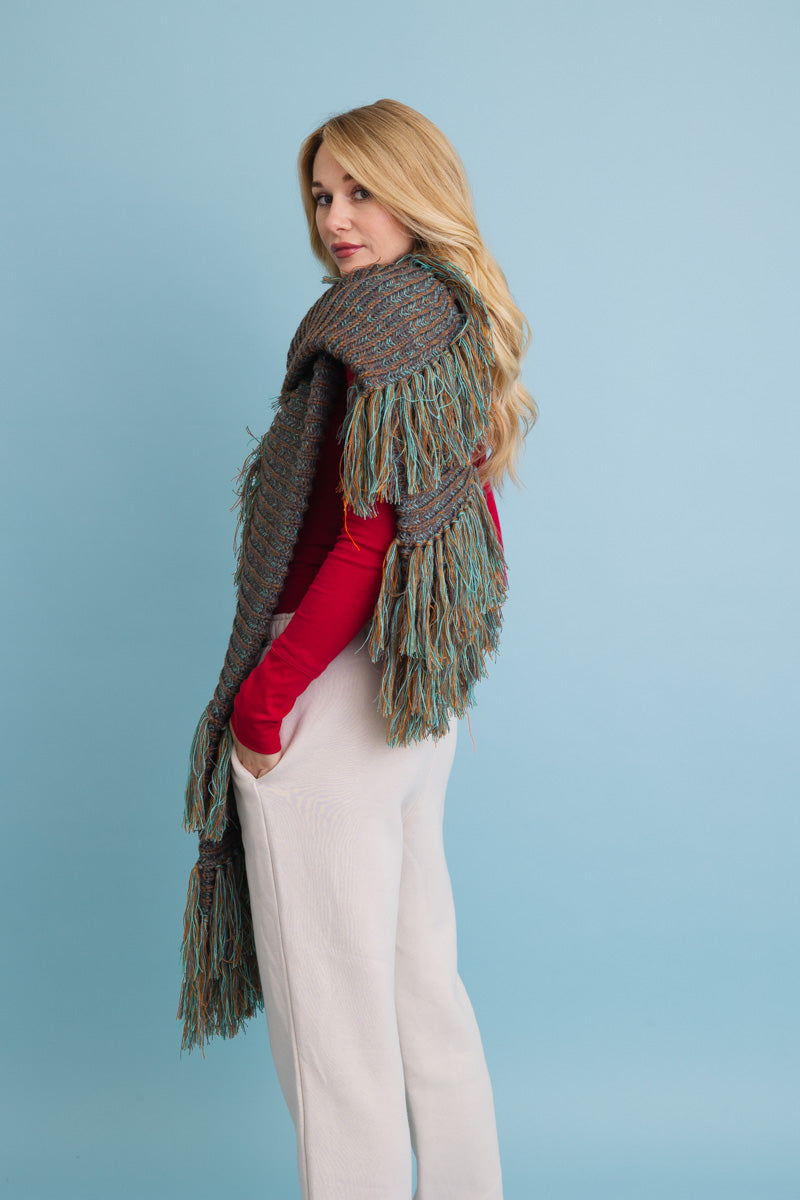 Fun &amp; Fluffy Knit Fringe Winter Scarf