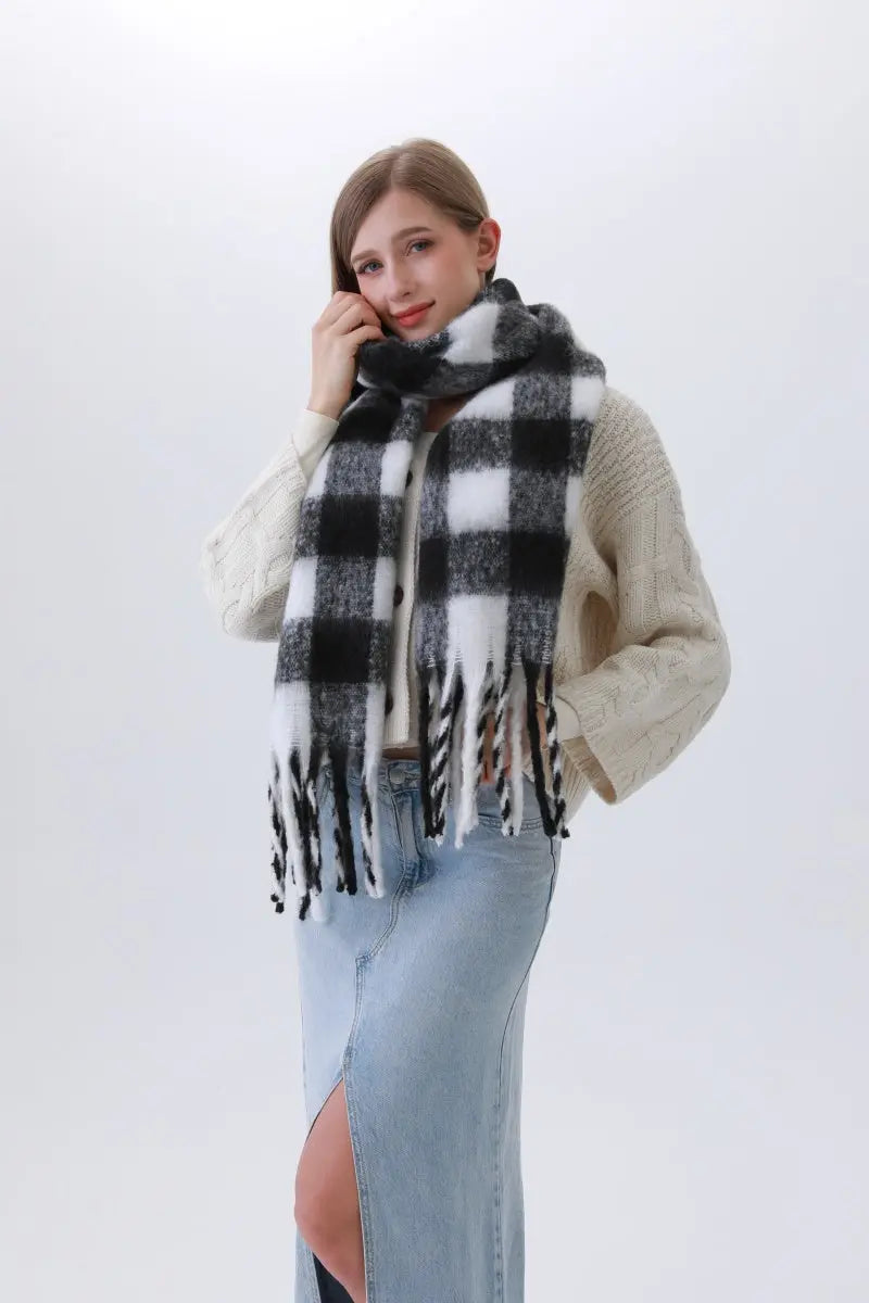 Classic Striped &amp; Checkered Scarf – Timeless Fringe Elegance🧣✨ Leto Collection