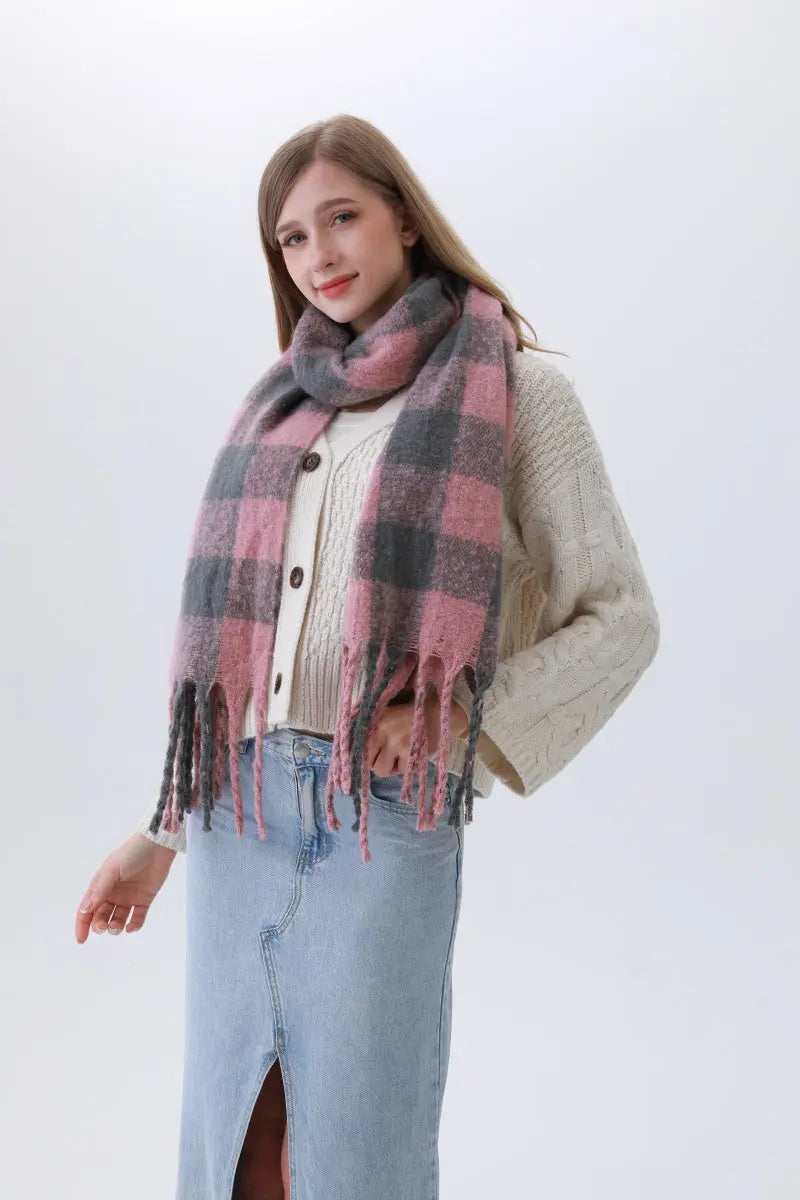 Classic Striped &amp; Checkered Scarf – Timeless Fringe Elegance🧣✨ Leto Collection