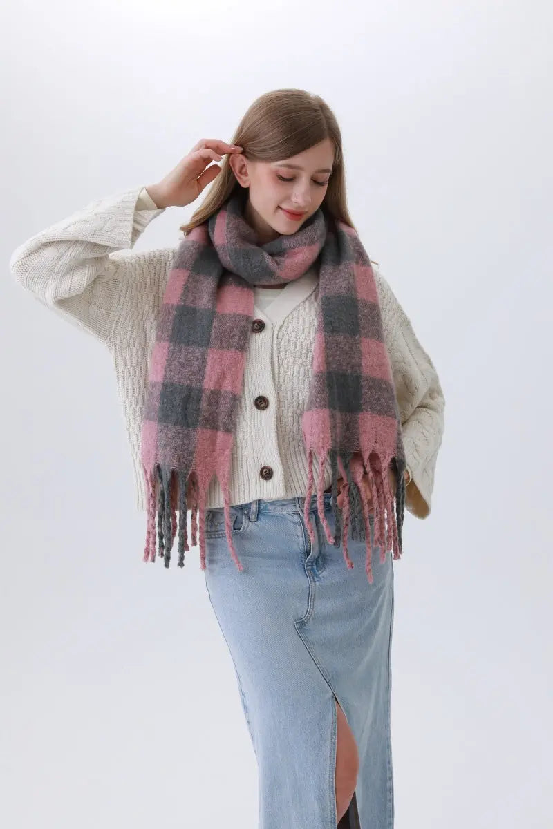 Classic Striped &amp; Checkered Scarf – Timeless Fringe Elegance🧣✨ Leto Collection