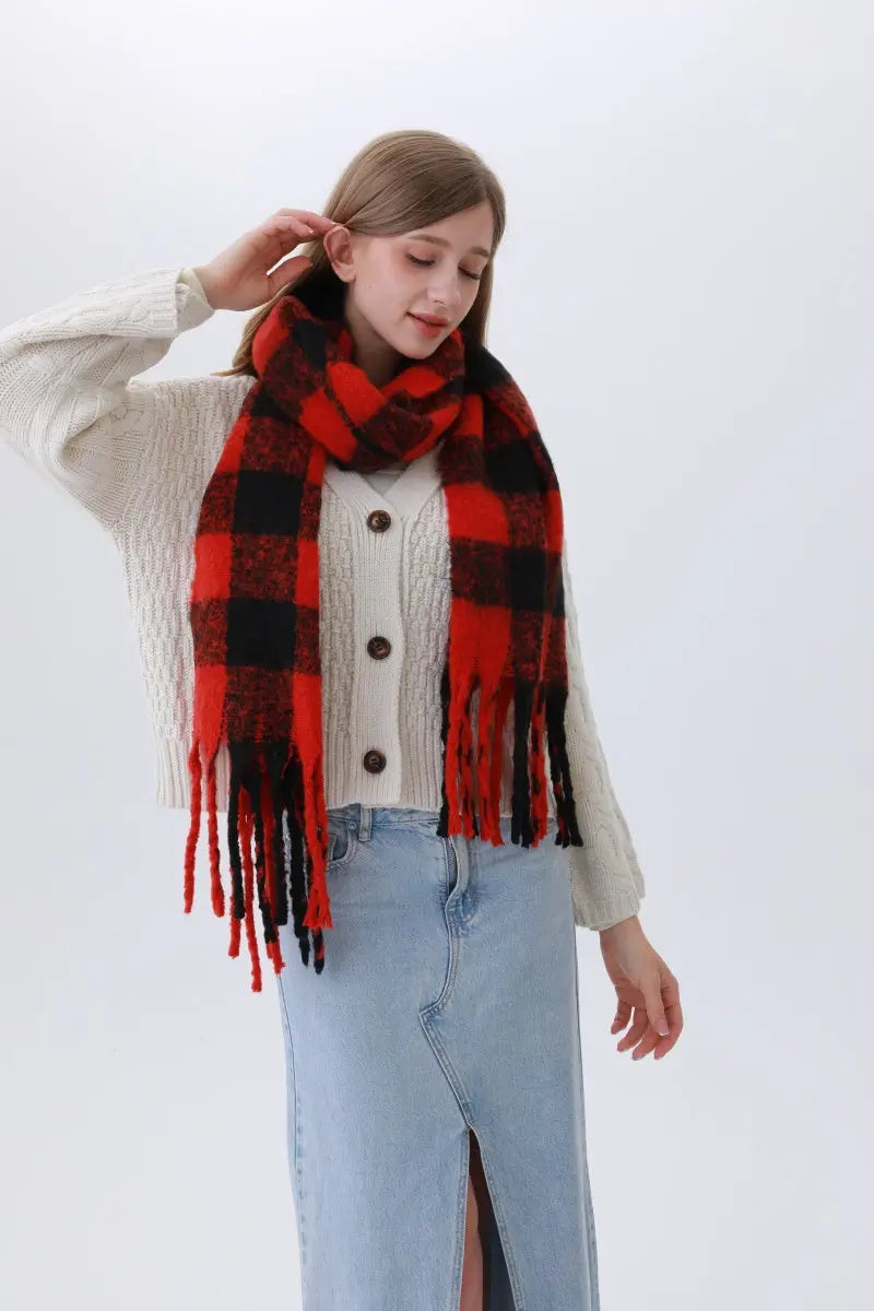 Classic Striped &amp; Checkered Scarf – Timeless Fringe Elegance🧣✨ Leto Collection