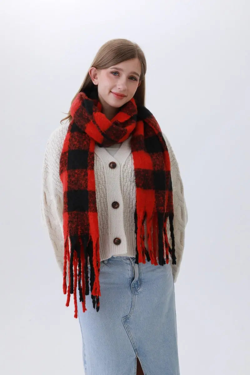 Classic Striped &amp; Checkered Scarf – Timeless Fringe Elegance🧣✨ Leto Collection