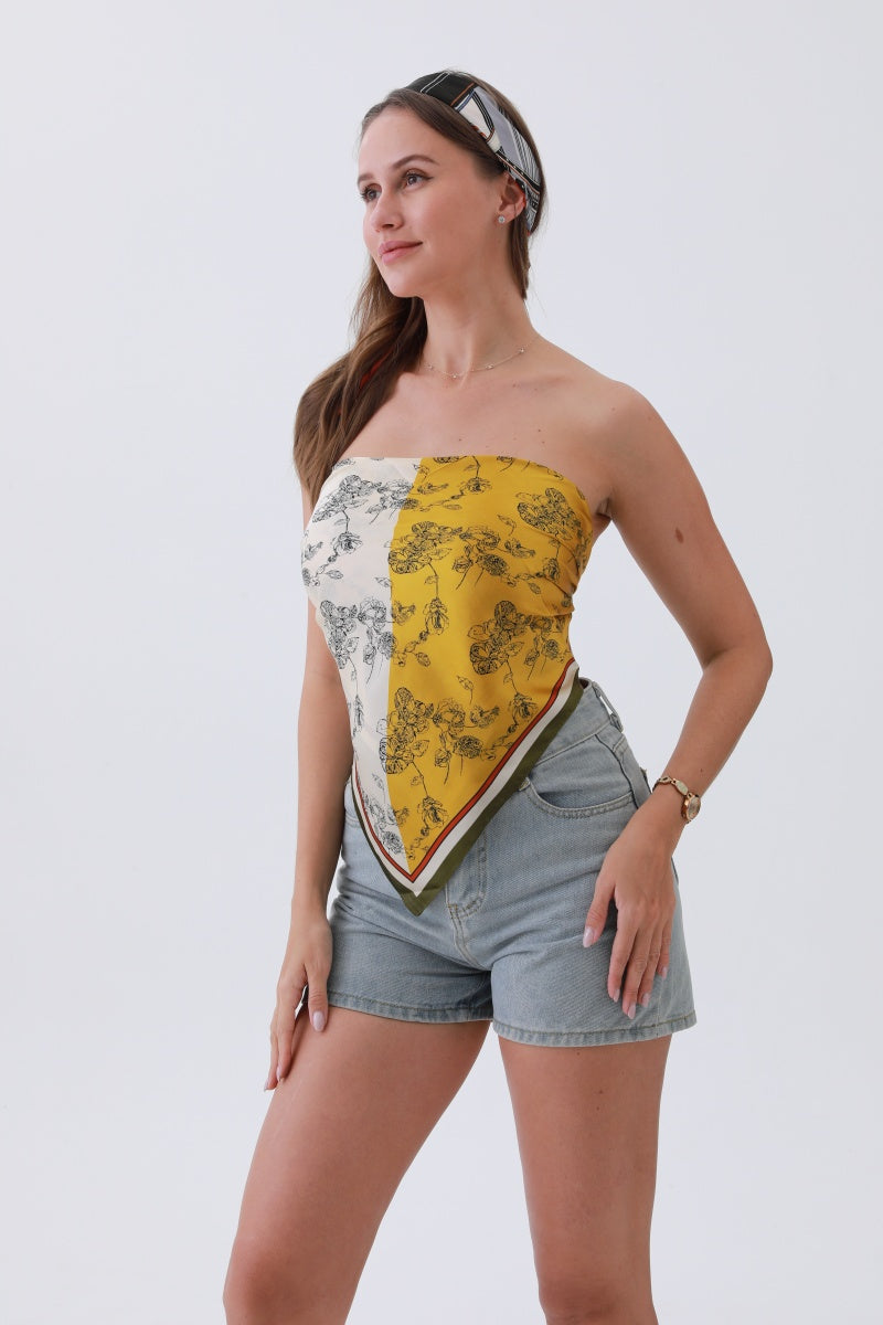Gilded Ivy Bandana – Oversized Silk &amp; Botanical Glam🌿✨