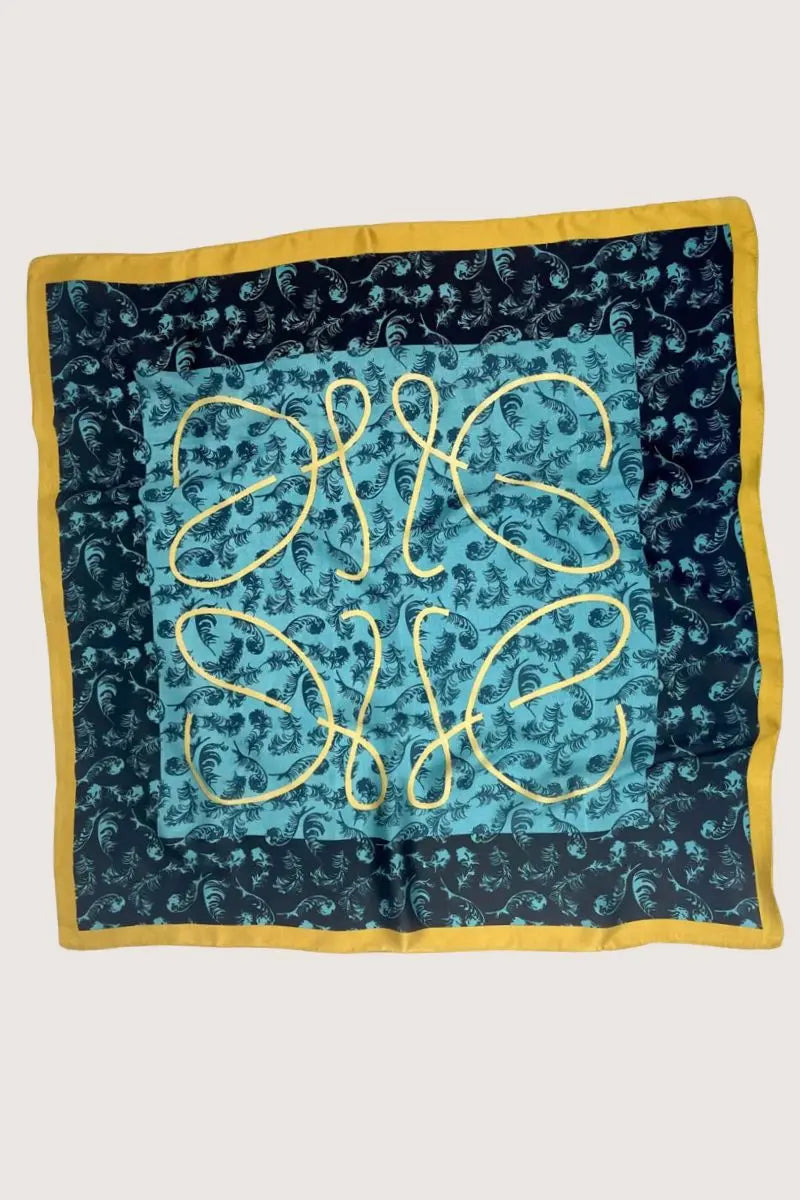 Turquoise Feather Bandana – Bohemian Silky Elegance🌿✨ Leto Collection