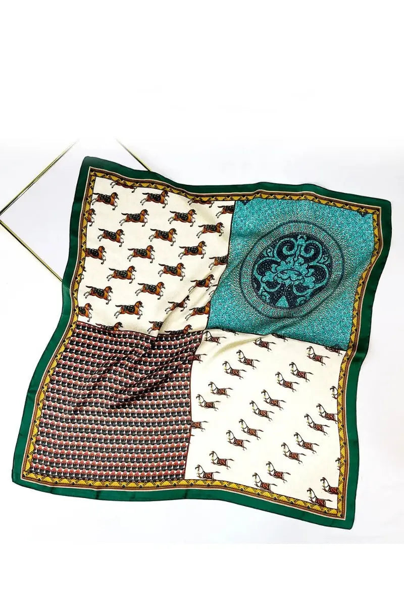 Vintage Patchwork Bandana – Luxe Silk Square Scarf 🌸✨ Leto Collection