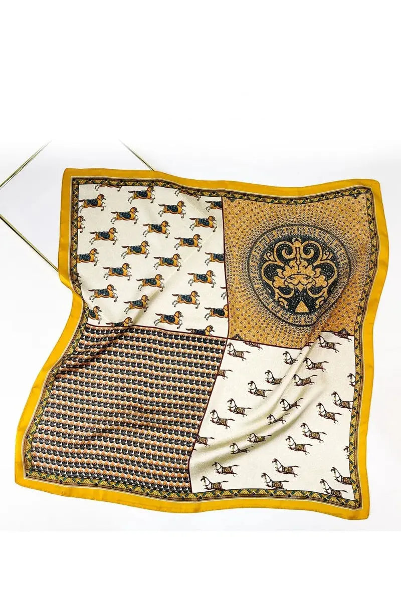 Vintage Patchwork Bandana – Luxe Silk Square Scarf 🌸✨ Leto Collection