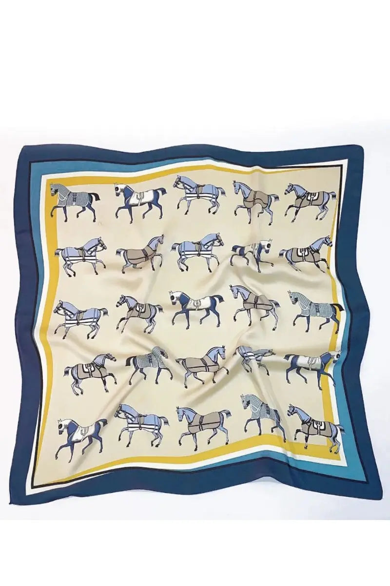 Equestrian Print Bandana – Luxe Silk-Style Horse Scarf 🐎🧣 Leto Collection