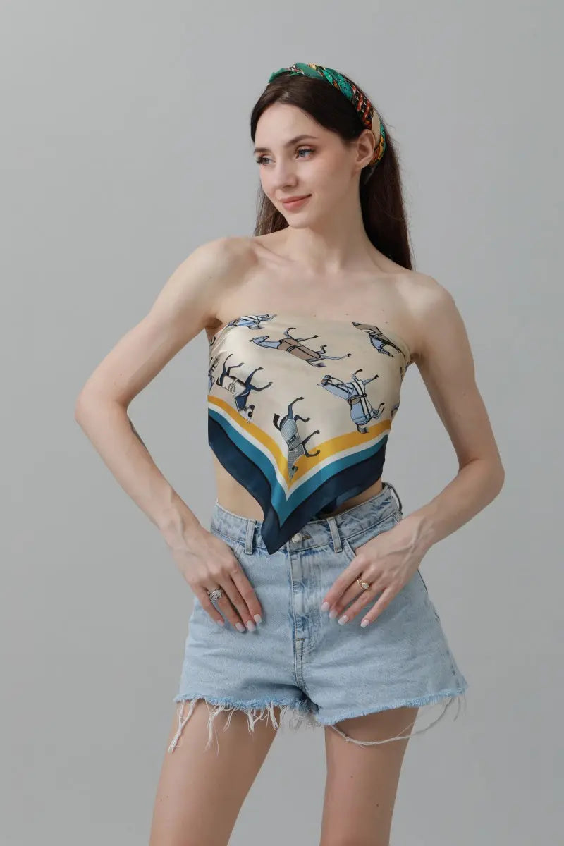 Equestrian Print Bandana – Luxe Silk-Style Horse Scarf 🐎🧣 Leto Collection
