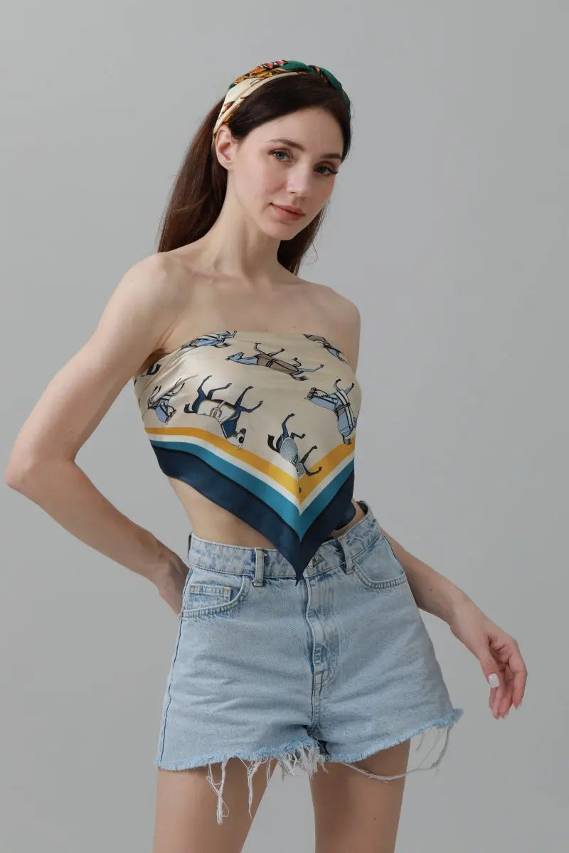 Equestrian Print Bandana – Luxe Silk-Style Horse Scarf 🐎🧣 Leto Collection