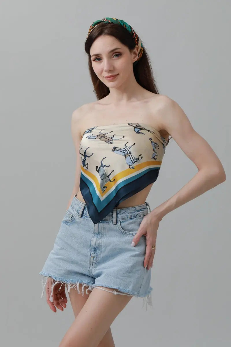 Equestrian Print Bandana – Luxe Silk-Style Horse Scarf 🐎🧣 Leto Collection