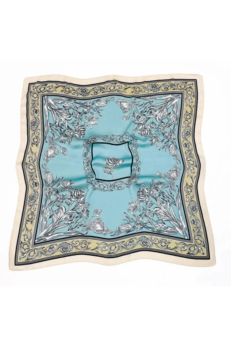 Floral Tulip Scarf – Silk-Style Square Neckkerchief 🌷✨ Leto Collection