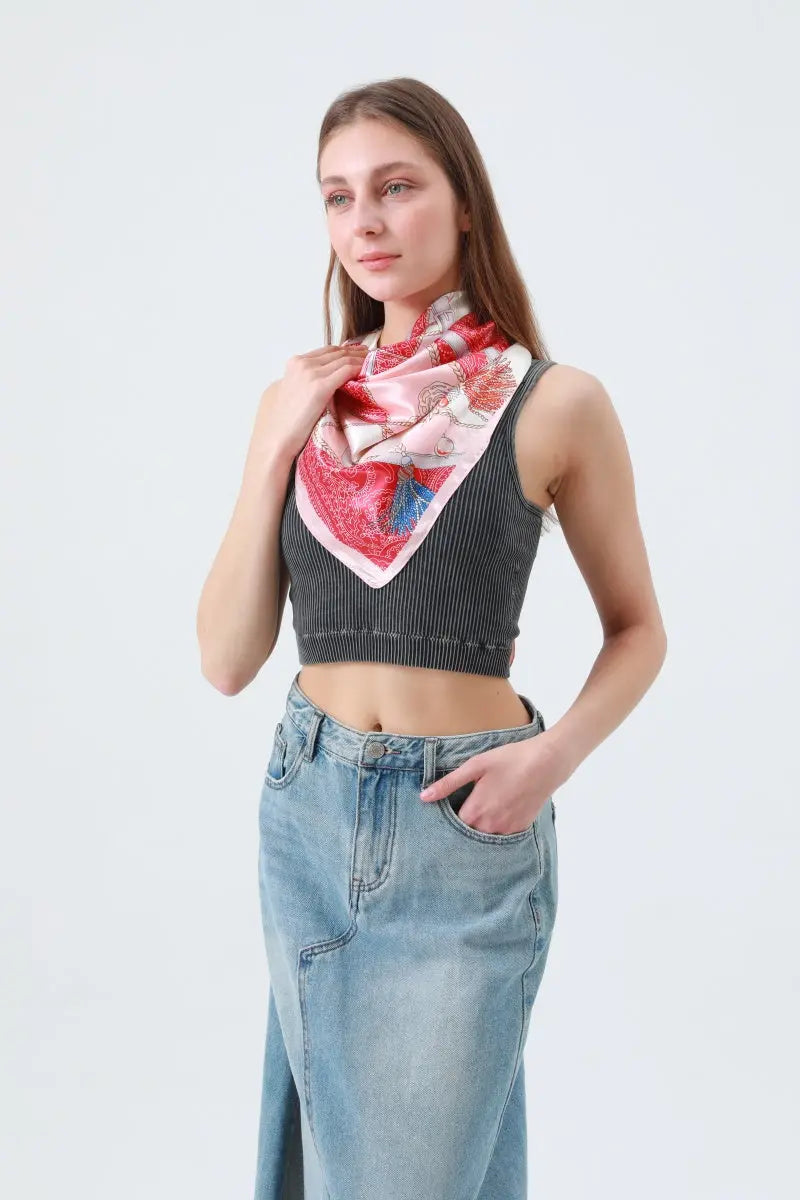 Silky Smooth Printed Square Scarf – Soft & Versatile Neckwear ✨🧣 Leto Collection