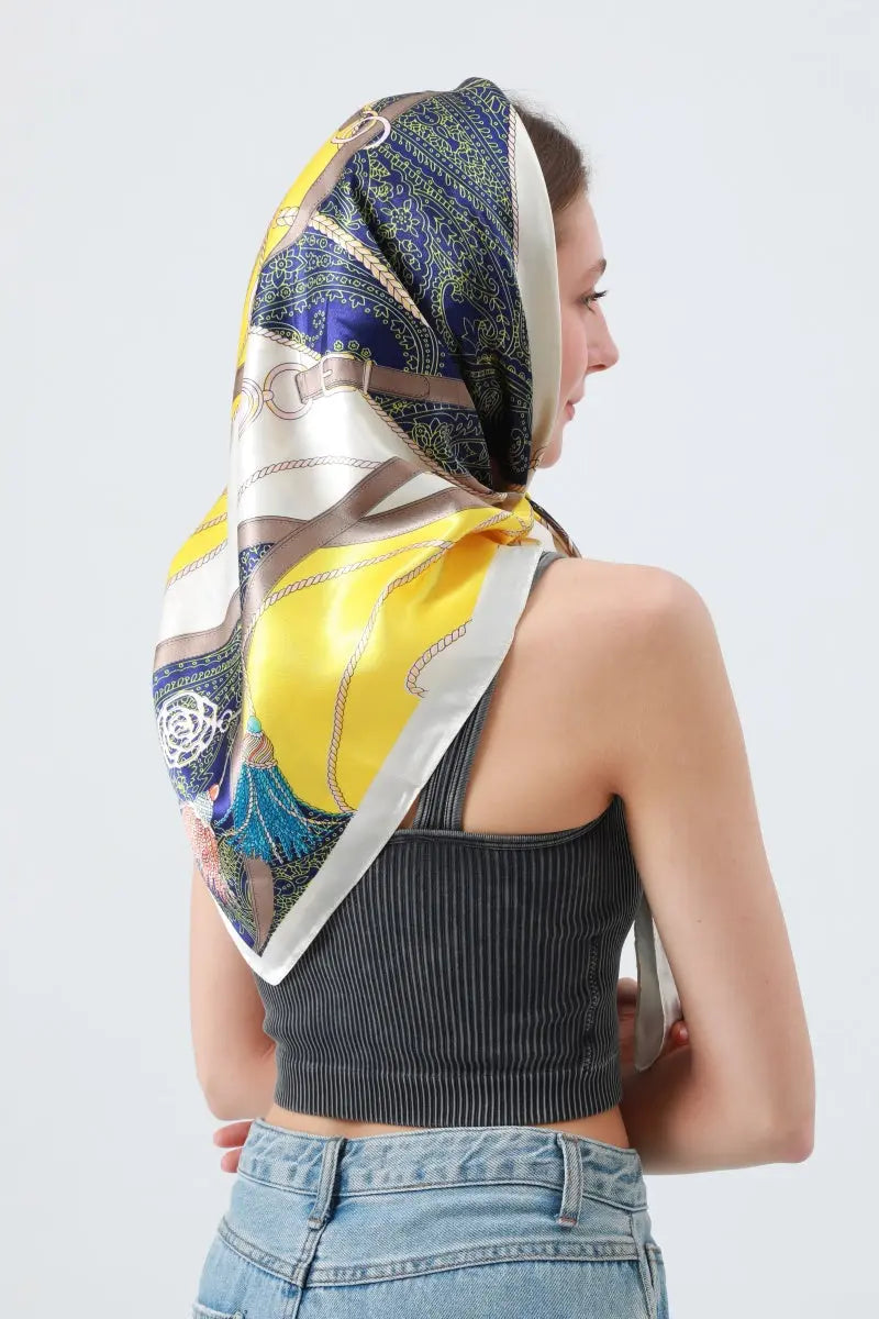Silky Smooth Printed Square Scarf – Soft &amp; Versatile Neckwear ✨🧣 Leto Collection