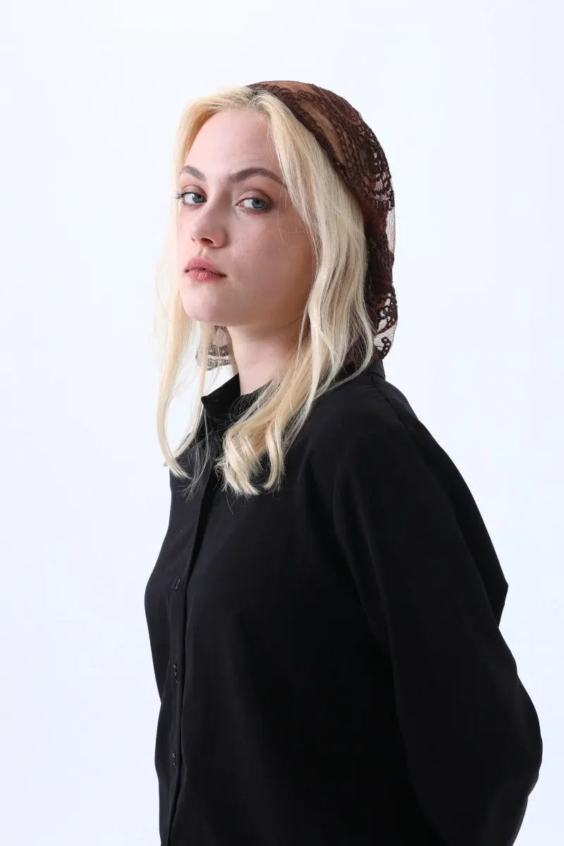 Boho Sheer Lace Headscarf – Retro Embroidered Triangle Hair Scarf for Women