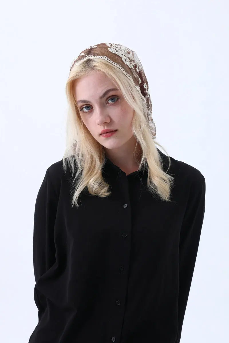 Sheer Floral Lace Headscarf – Retro Triangle Kerchief