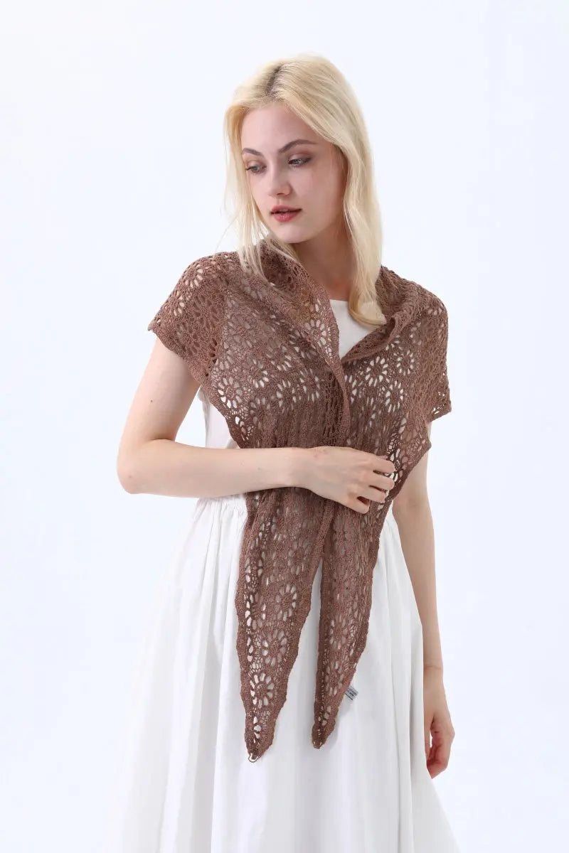 Bohemian Crochet Lace Triangle Shawl – Lightweight Head Wrap &amp; Cover-Up Leto Collection