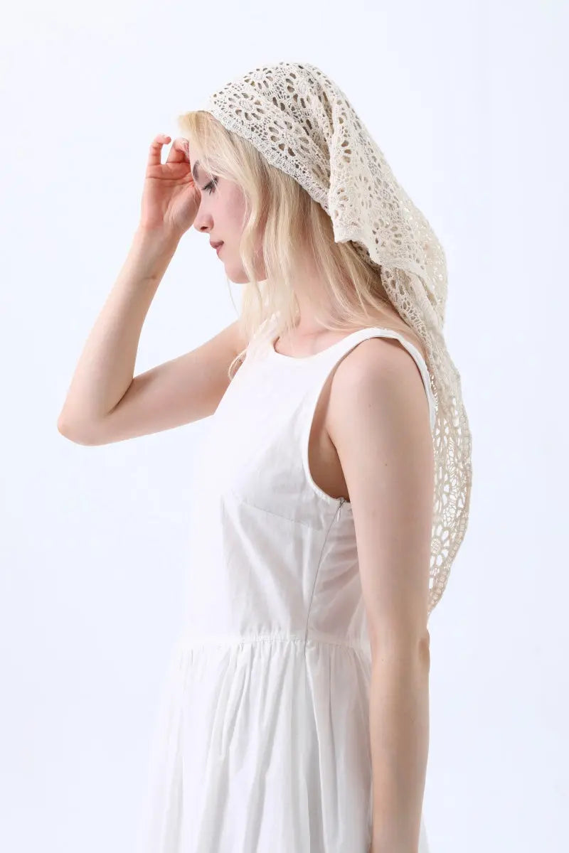 Bohemian Crochet Lace Triangle Shawl – Lightweight Head Wrap &amp; Cover-Up Leto Collection